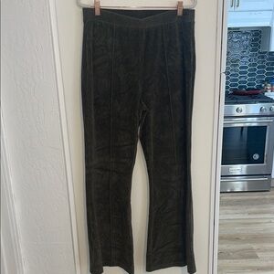 Aerie Greenish Brown Suede Pants with Flared Bottom ~ L Regular